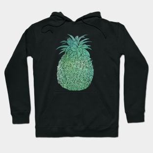 Watercolor Design in Turquoise and Greens Filled Pineapple Design Hoodie